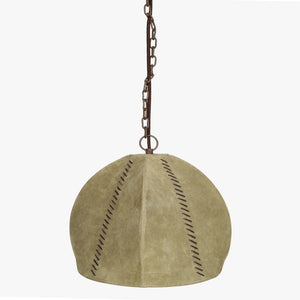 14" X 14" X 13" Brown Iron Leather Pendant Lamp