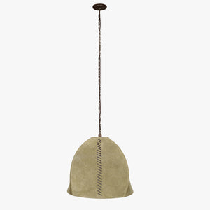 14" X 14" X 13" Brown Iron Leather Pendant Lamp