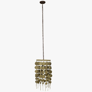 12" X 12" X 23" Olive Green Iron Leather Pendant Lamp