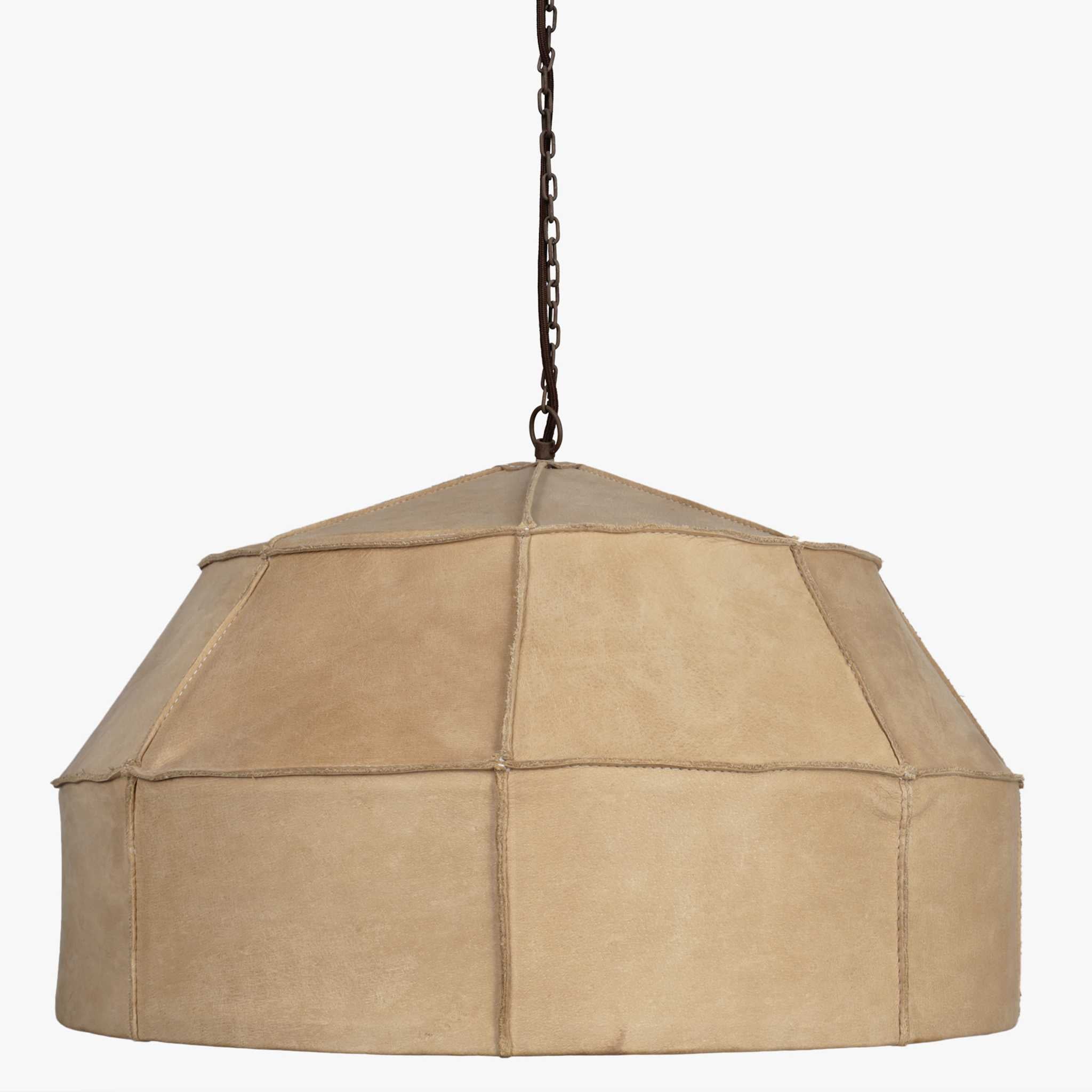 20" X 20" X 14" Brown Iron Leather Pendant Lamp