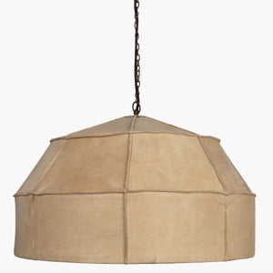 20" X 20" X 14" Brown Iron Leather Pendant Lamp