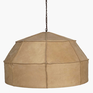 20" X 20" X 14" Brown Iron Leather Pendant Lamp