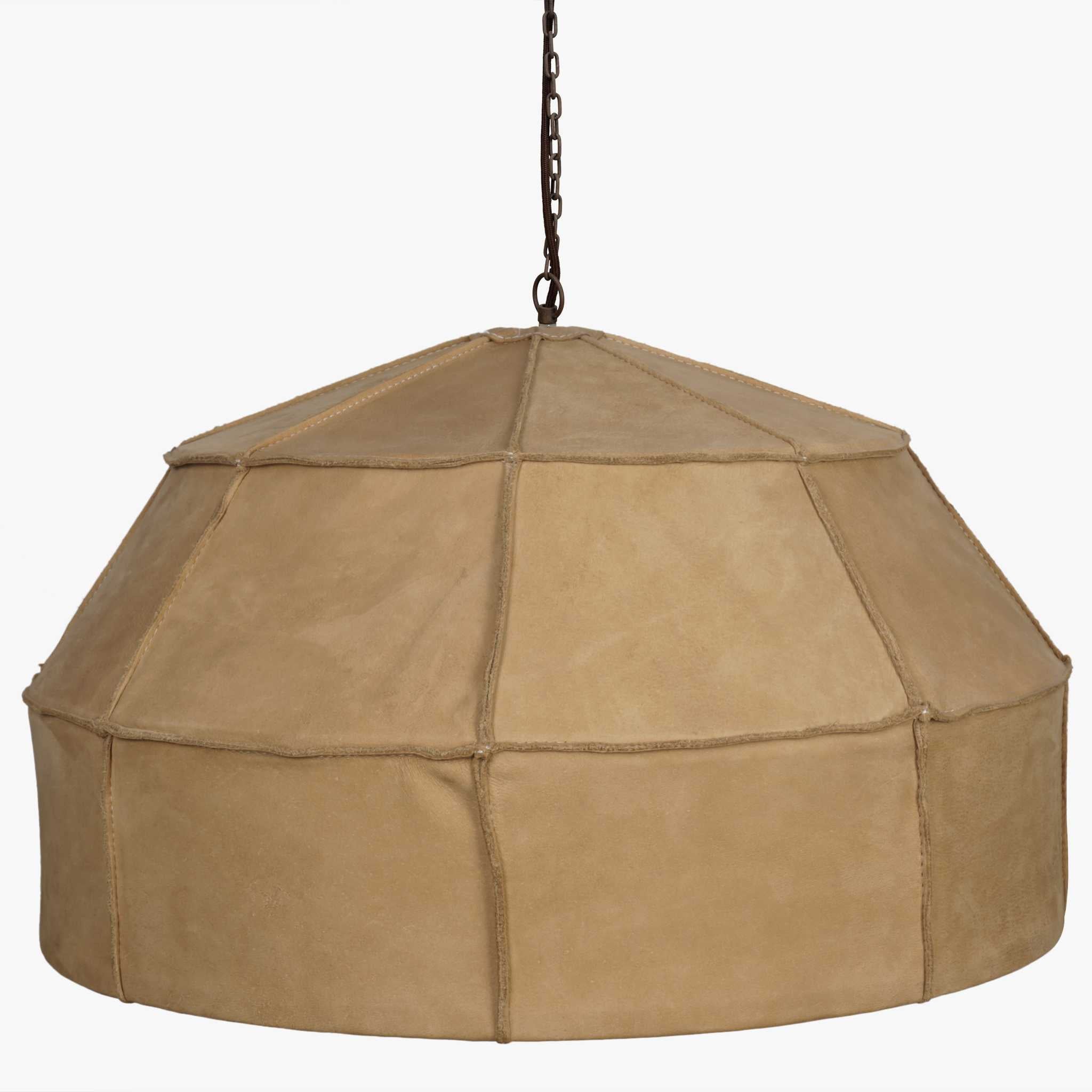 20" X 20" X 14" Brown Iron Leather Pendant Lamp