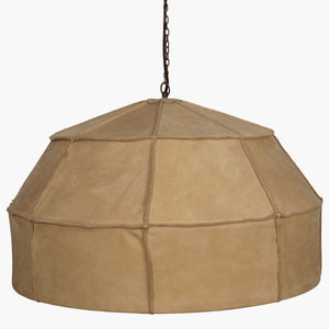 20" X 20" X 14" Brown Iron Leather Pendant Lamp