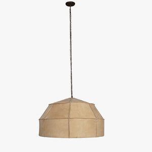 20" X 20" X 14" Brown Iron Leather Pendant Lamp