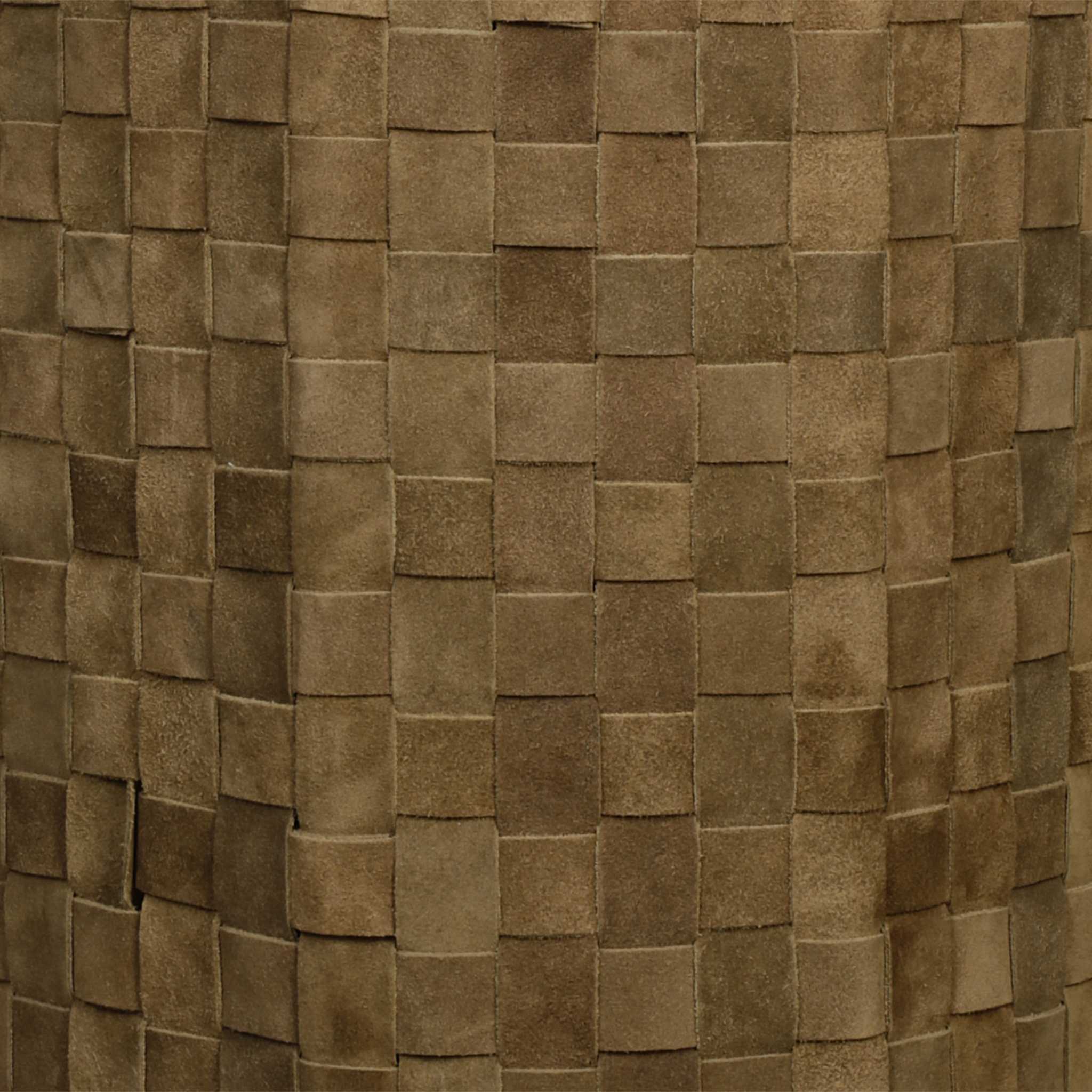 14" X 14" X 19" Olive Yellow Iron Leather Pendant Lamp