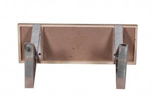 Teak Wood Top Console Table with Chrome-Finished Metal Legs