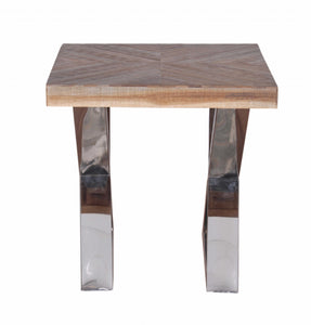 20" X 20" X 20" Multi /Chrome Wood Metal Side Table
