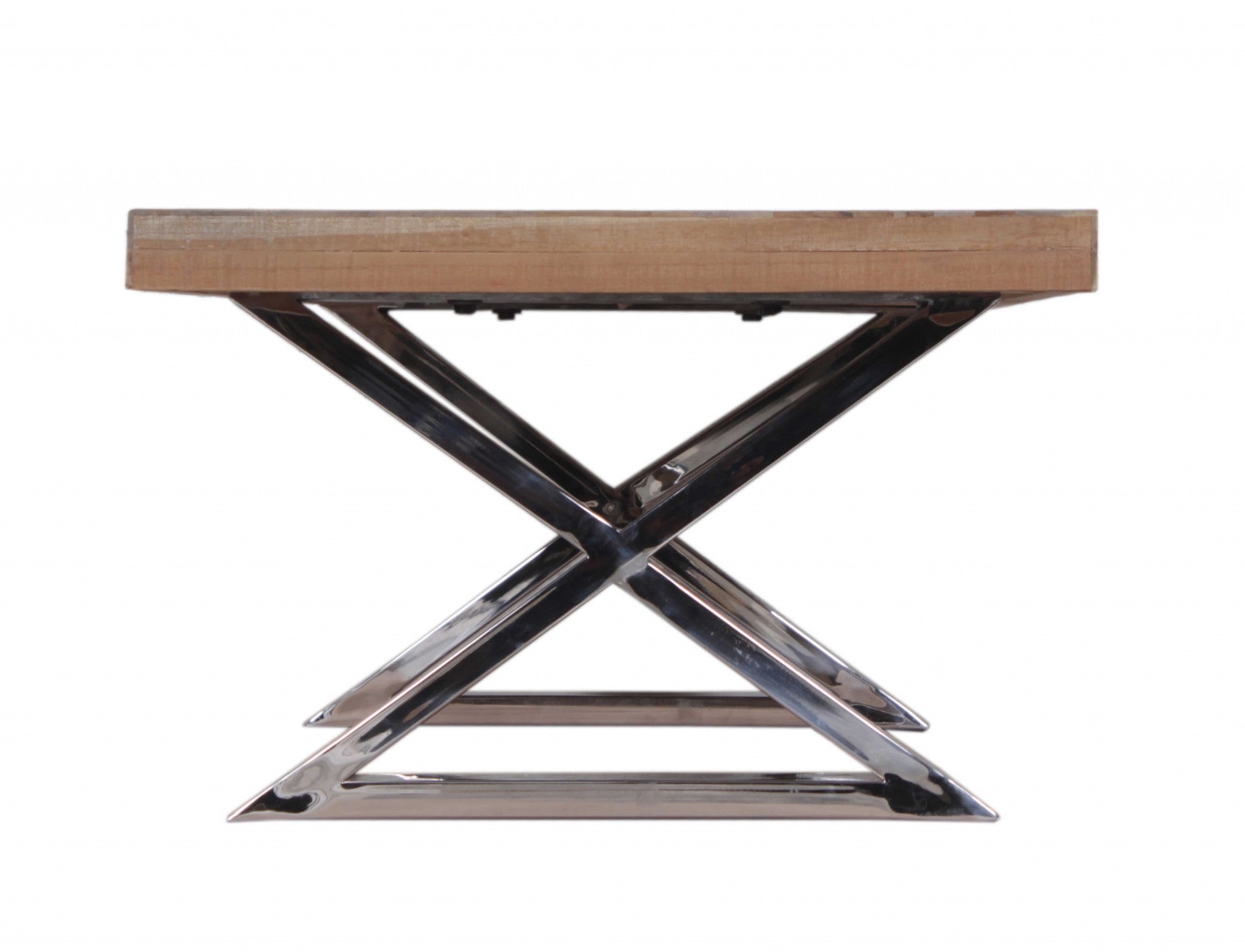 24" X 48" X 16" Multi /Chrome Wood Metal Coffee Table