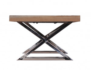 24" X 48" X 16" Multi /Chrome Wood Metal Coffee Table