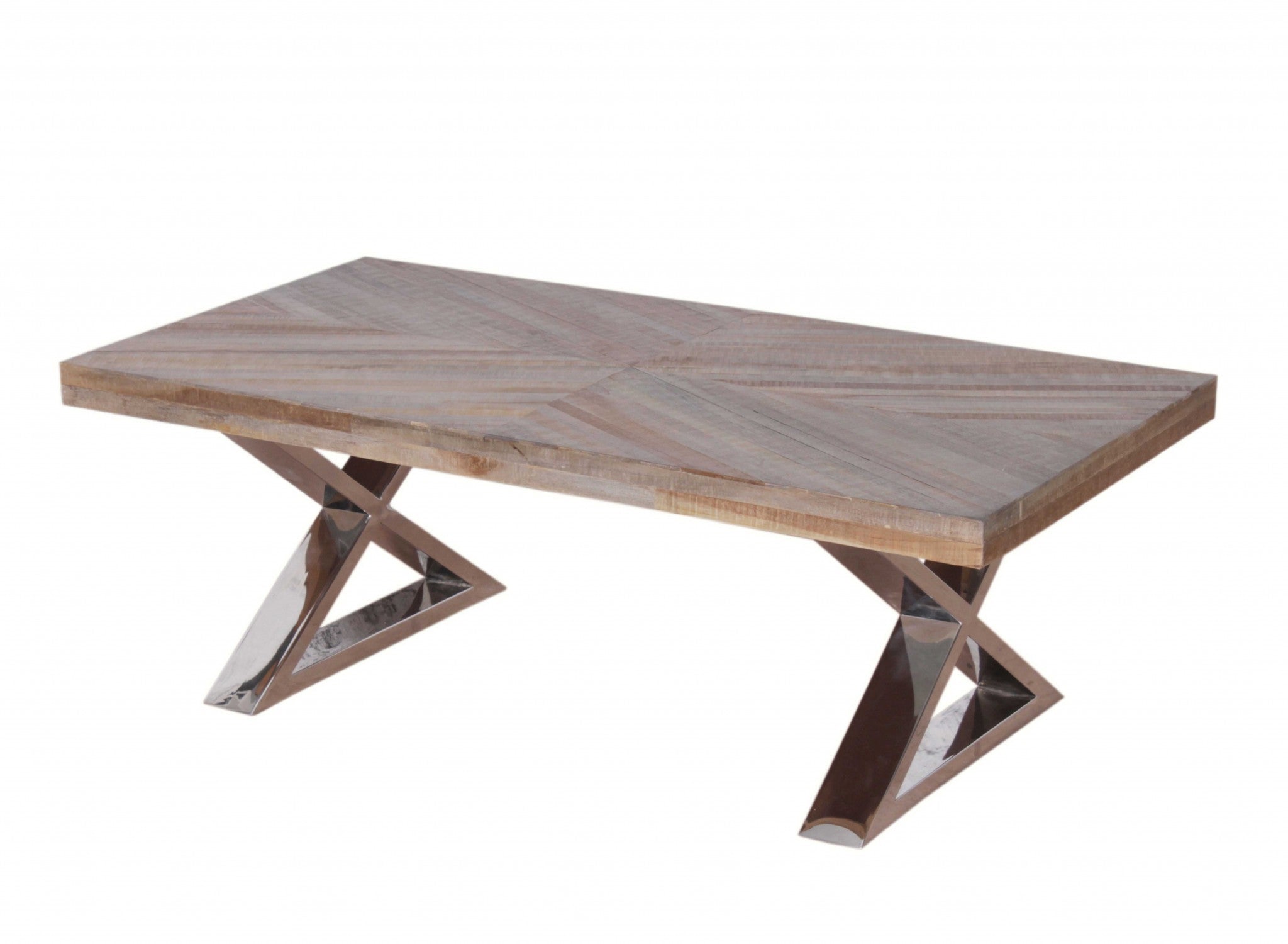 24" X 48" X 16" Multi /Chrome Wood Metal Coffee Table