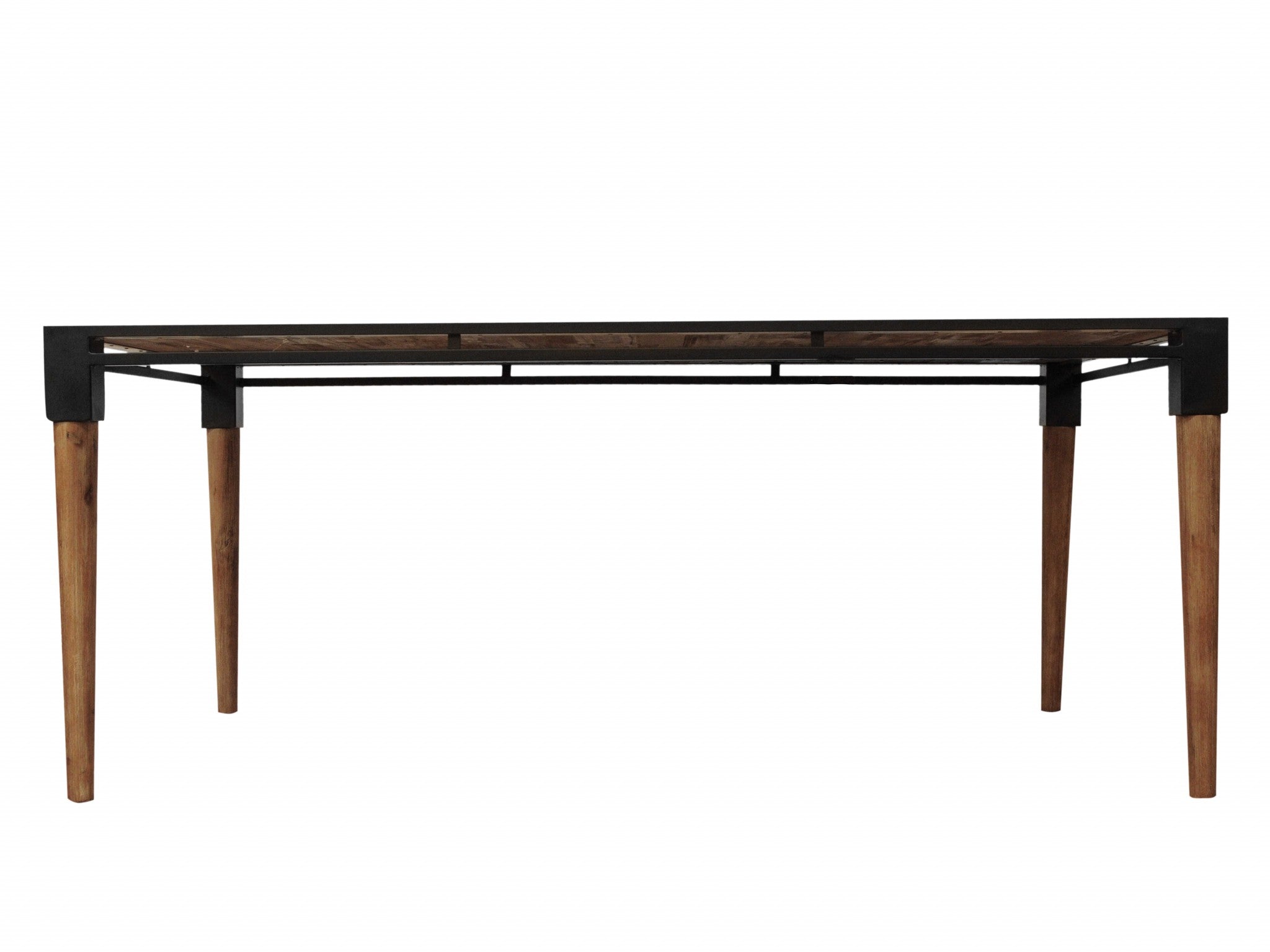 40" X 74" X 30" Metal Base Acacia Wood Dining Table