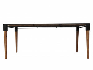 40" X 74" X 30" Metal Base Acacia Wood Dining Table