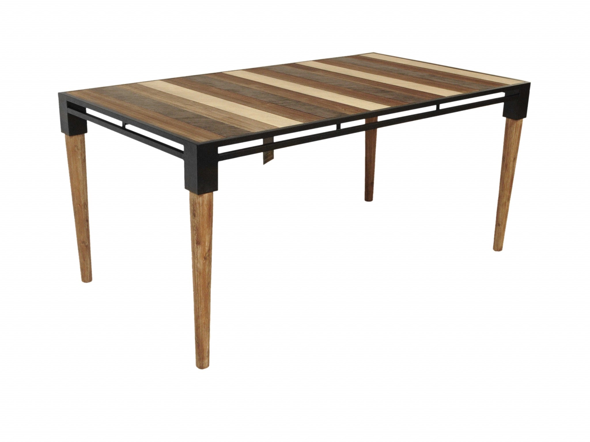 66" X 36" X 30" Metal Base Acacia Wood Dining Table