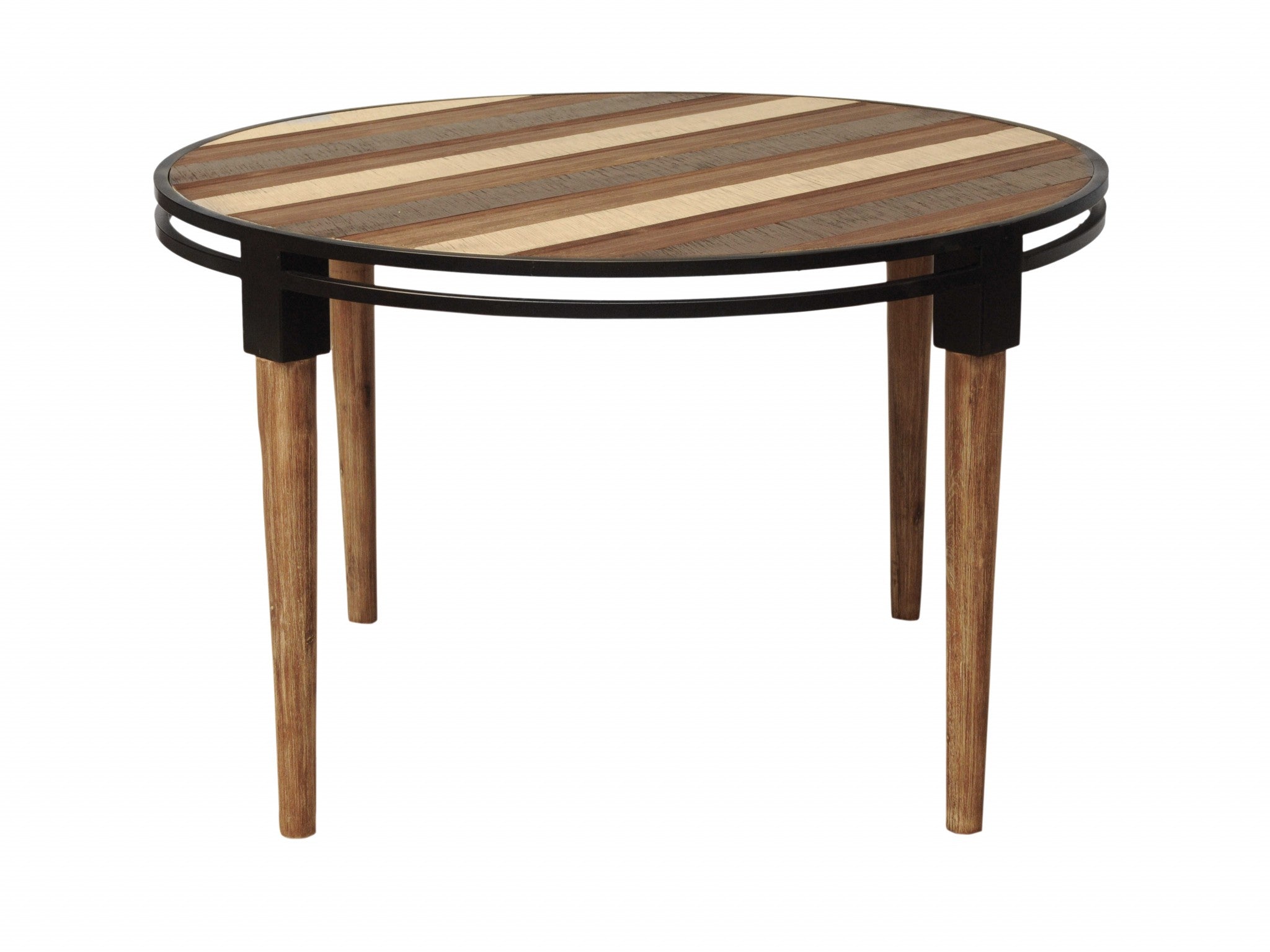 48" X 48" X 30" Metal Base Acacia Wood Dining Table