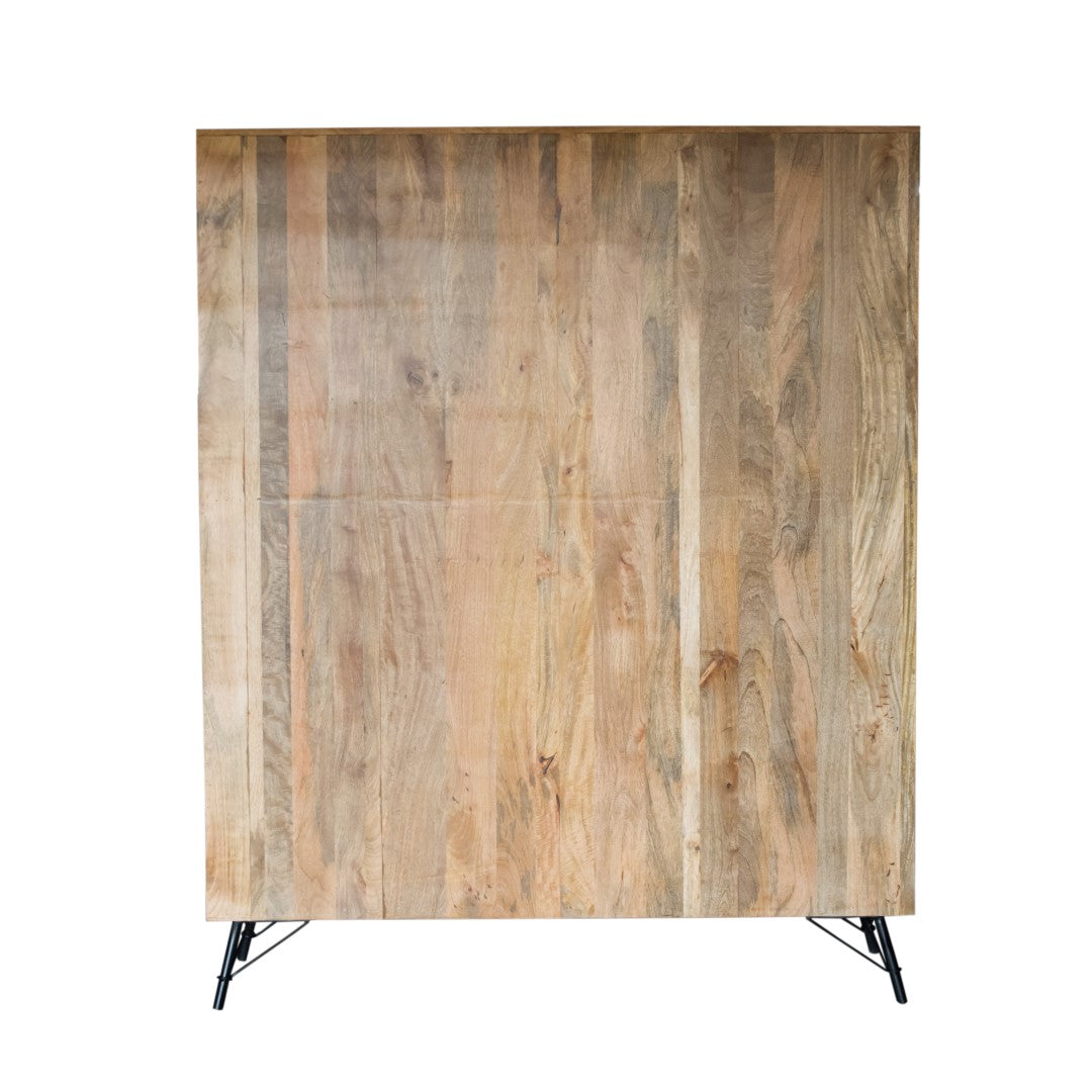 17" X 68" X 82" Natural Tones Iron Wood Large Bookshelf
