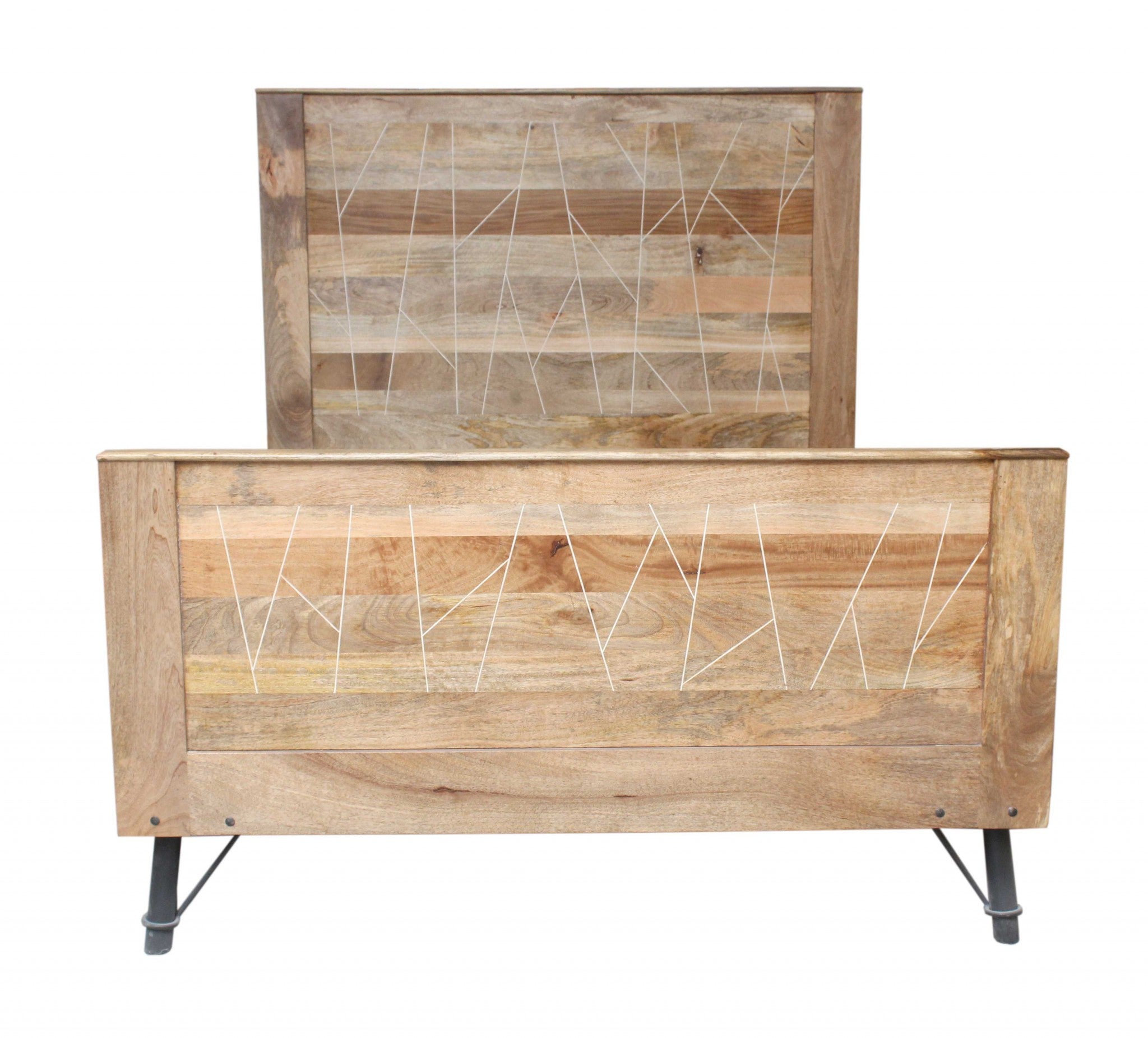 76" X 80" X 61" Natural Tones Iron Wood King Size Bed