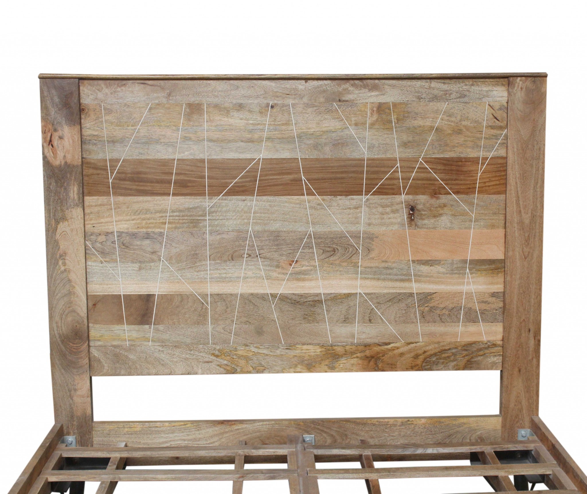 76" X 80" X 61" Natural Tones Iron Wood King Size Bed