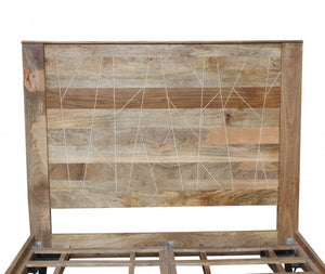 76" X 80" X 61" Natural Tones Iron Wood King Size Bed