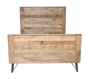 60" X 80" X 61" Natural Tones Mango Wood Queen Size Bed