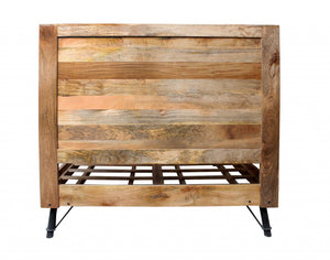 60" X 80" X 61" Natural Tones Mango Wood Queen Size Bed