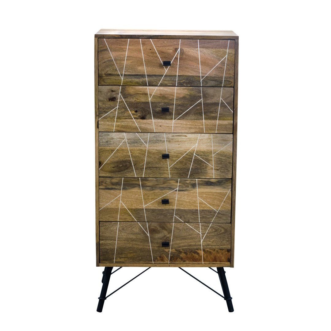24" X 16" X 48" Natural Tones Iron Wood Bedroom Chest
