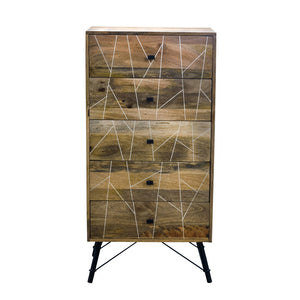 24" X 16" X 48" Natural Tones Iron Wood Bedroom Chest