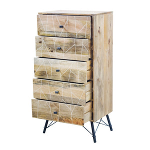24" X 16" X 48" Natural Tones Iron Wood Bedroom Chest