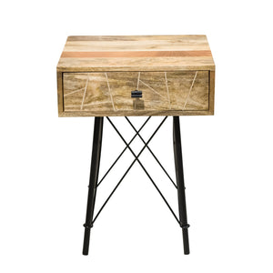 16" X 18" X 24" Natural Tones Mango Wood 1-Drawer Nightstand