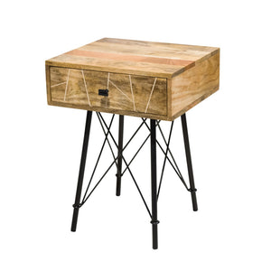 16" X 18" X 24" Natural Tones Mango Wood 1-Drawer Nightstand