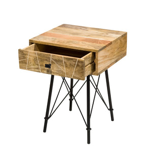 16" X 18" X 24" Natural Tones Mango Wood 1-Drawer Nightstand
