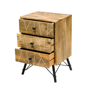 14" X 18" X 26" Natural Tones Mango Wood 3-Drawer Nightstand