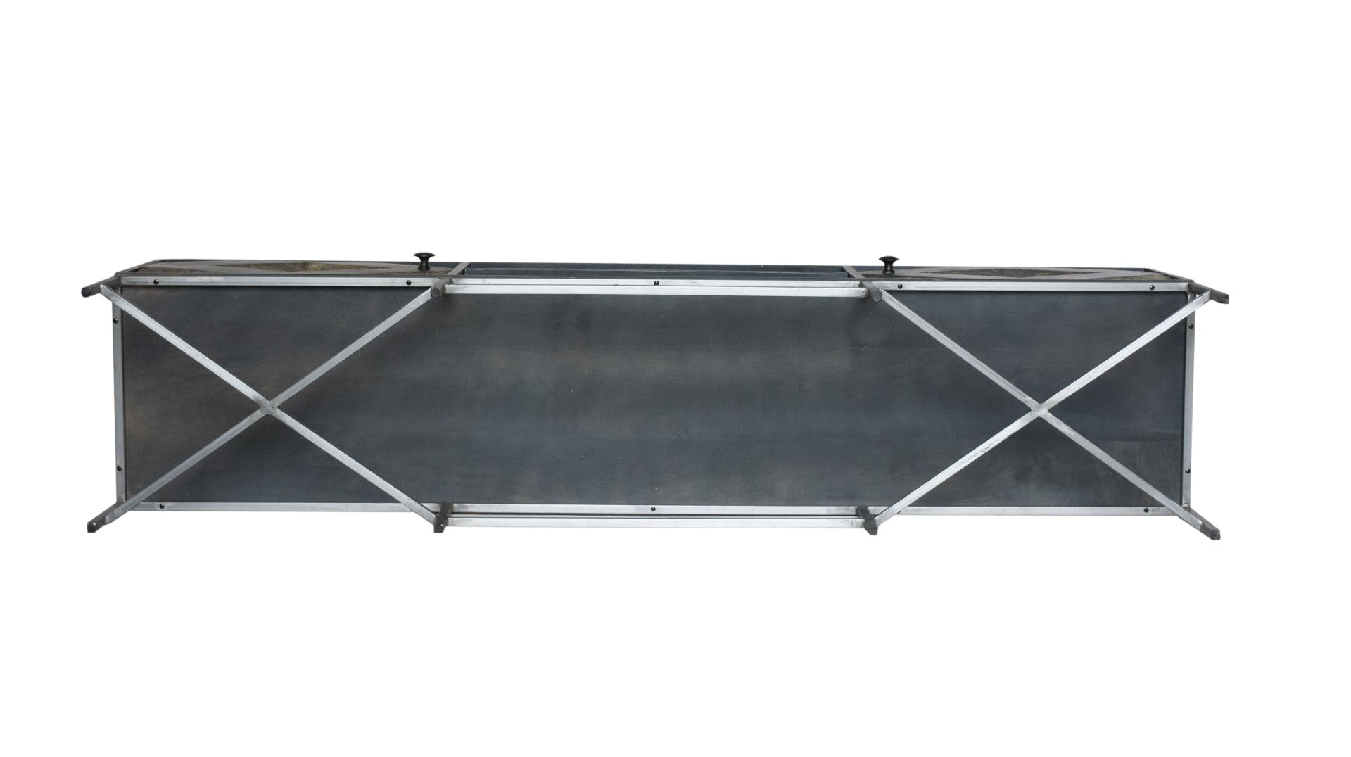 16" X 71" X 23" Metal Base Mango Wood Media Unit