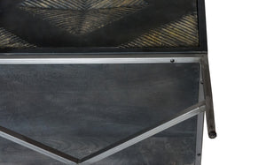 16" X 71" X 23" Metal Base Mango Wood Media Unit