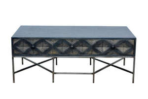 48" X 24" X 18" Metal Base Mango Wood Coffee Table