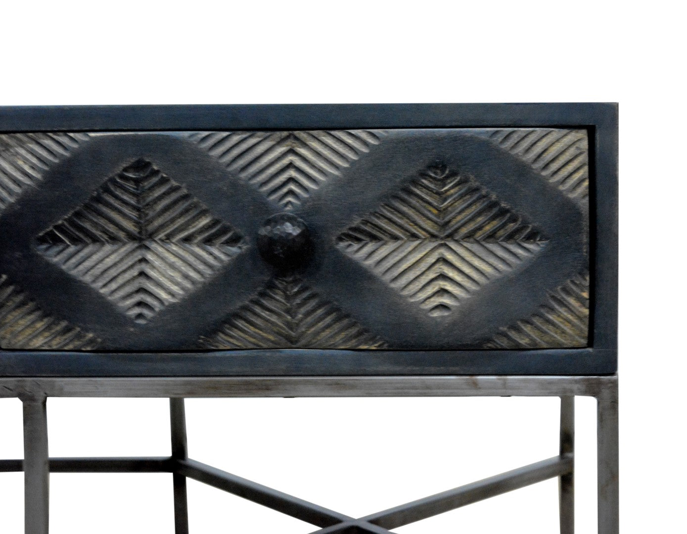 48" X 24" X 18" Metal Base Mango Wood Coffee Table