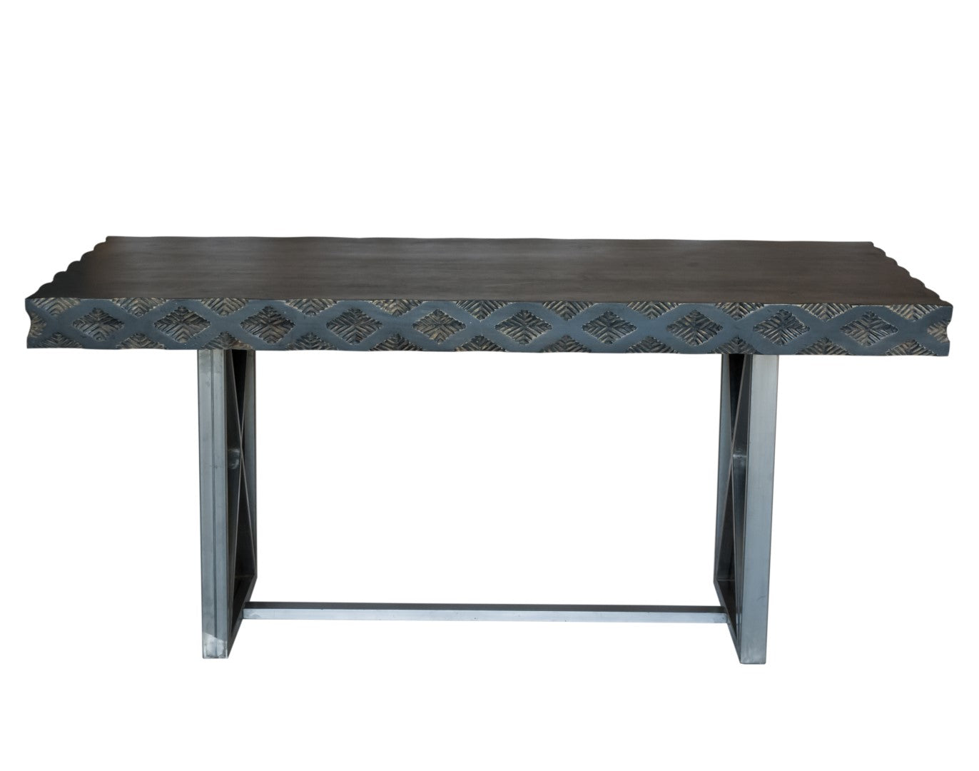 38" X 72" X 30" Metal Base Mango Wood Medium Dining Table