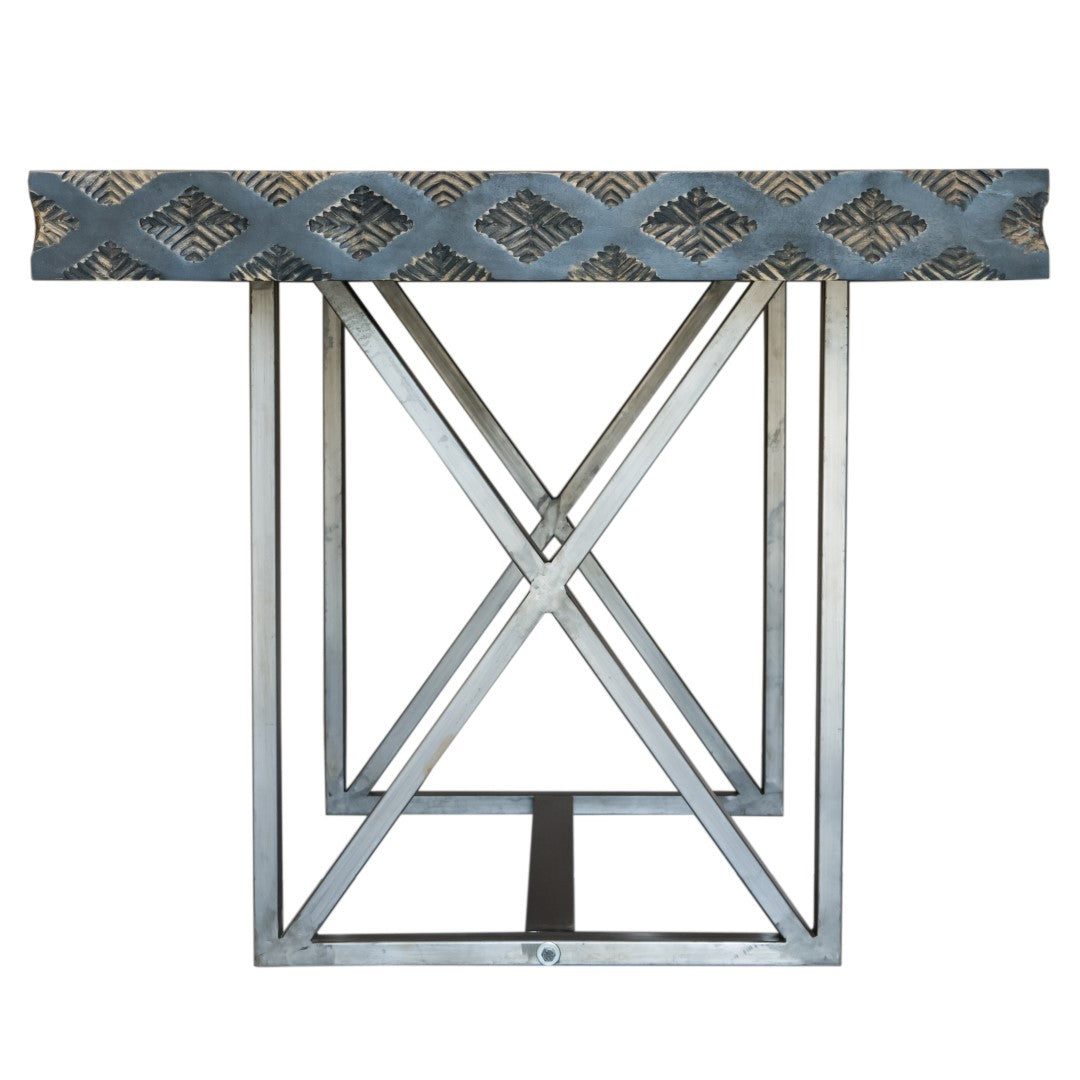 38" X 72" X 30" Metal Base Mango Wood Medium Dining Table
