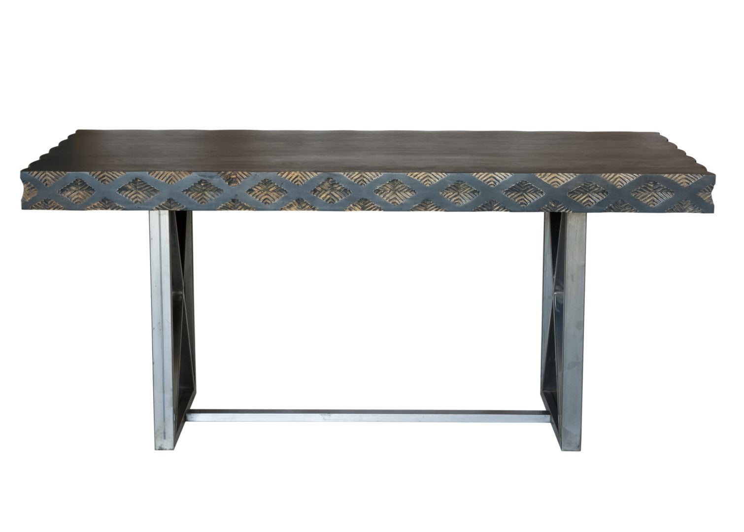 38" X 72" X 30" Metal Base Mango Wood Medium Dining Table