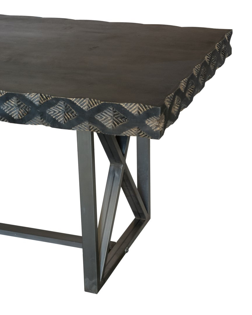 36" X 64" X 30" Metal Base Mango Wood Small Dining Table