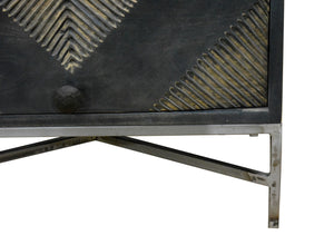 16" X 22" X 27" Metal Base Mango Wood Nightstand