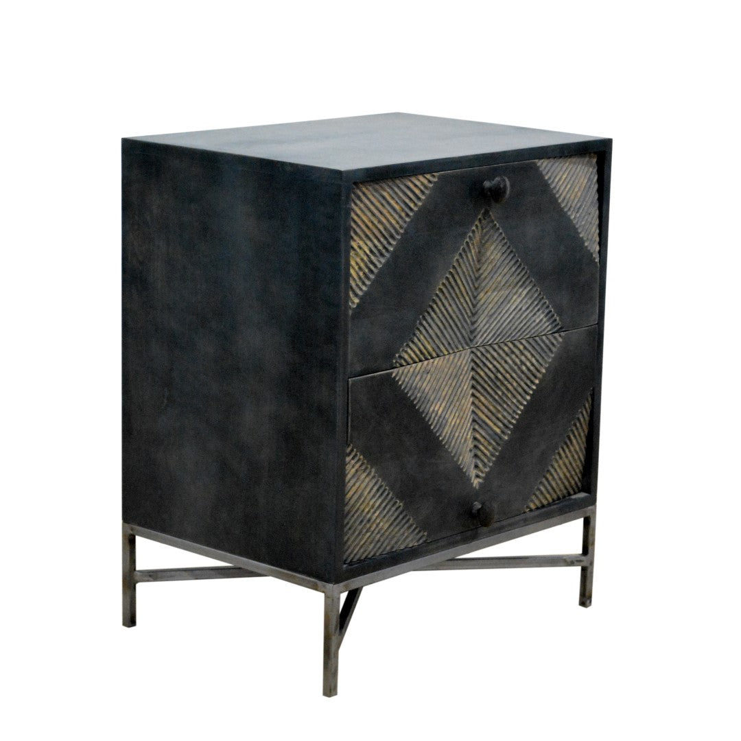 16" X 22" X 27" Metal Base Mango Wood Nightstand
