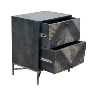 16" X 22" X 27" Metal Base Mango Wood Nightstand