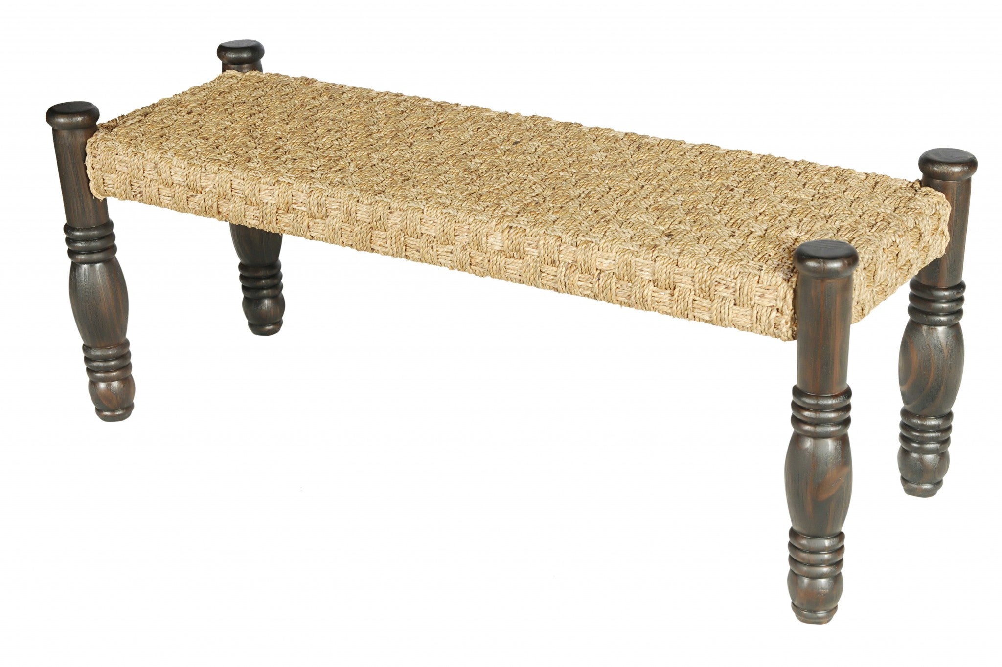 51" X 19" X 20" Dark Brown Pine Wood Dining Bench Small