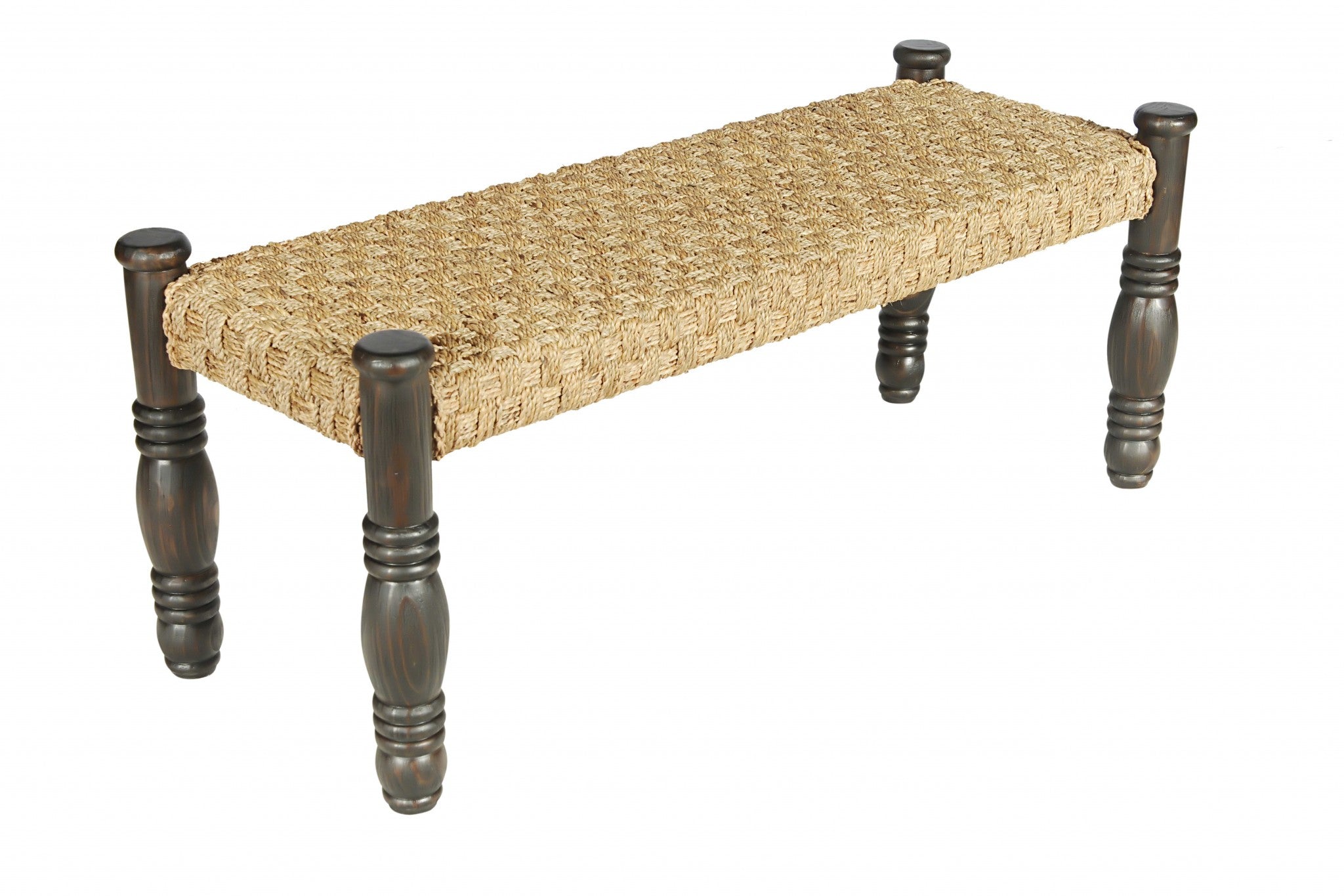 51" X 19" X 20" Dark Brown Pine Wood Dining Bench Small