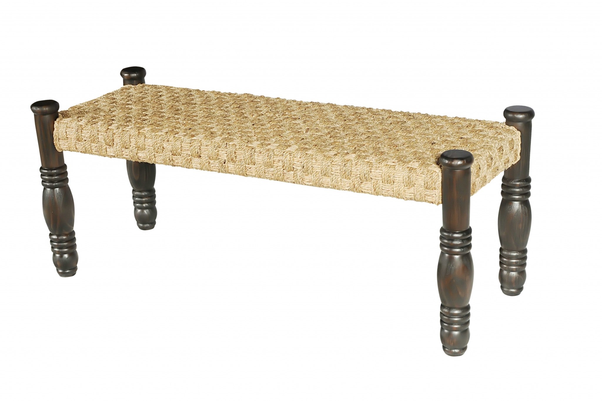 51" X 19" X 20" Dark Brown Pine Wood Dining Bench Small