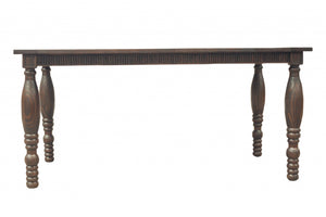 34" X 65" X 30" Dark Brown Pine Wood Small Dining Table