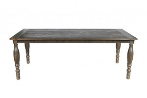 34" X 65" X 30" Dark Brown Pine Wood Small Dining Table