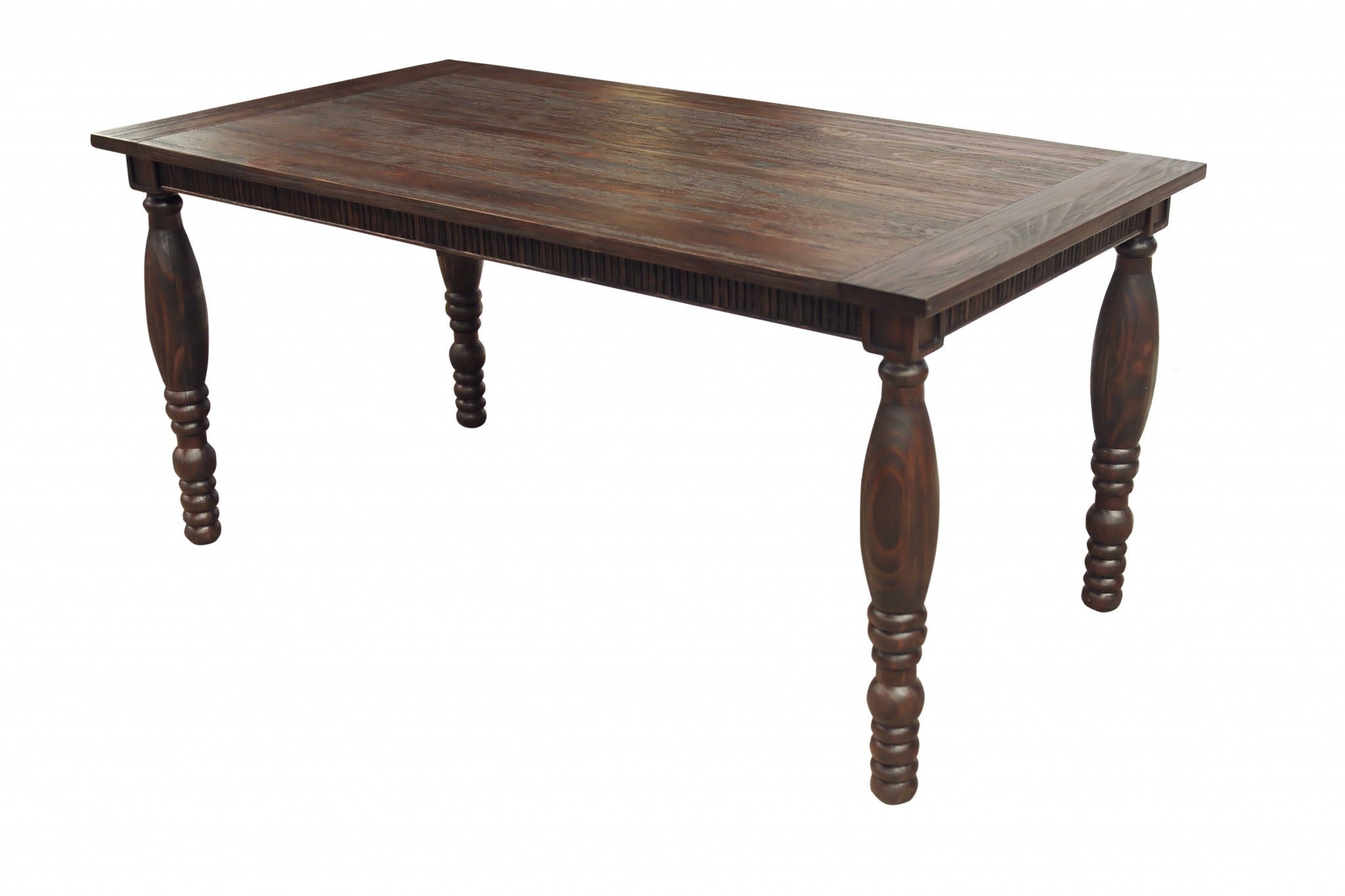 34" X 65" X 30" Dark Brown Pine Wood Small Dining Table