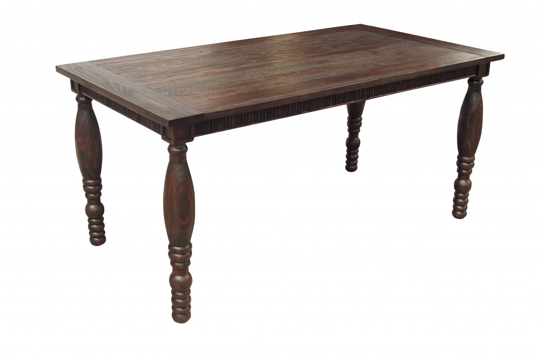34" X 65" X 30" Dark Brown Pine Wood Small Dining Table